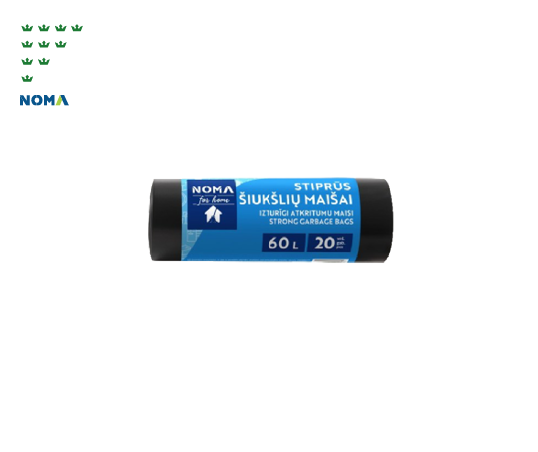 Šiukšlių maišai NOMA FOR HOME, LDPE, 60 l, 20 vnt.