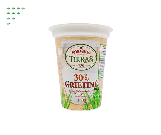 ROKIŠKIO TIKRA grietinė, 30 % rieb., 360 g